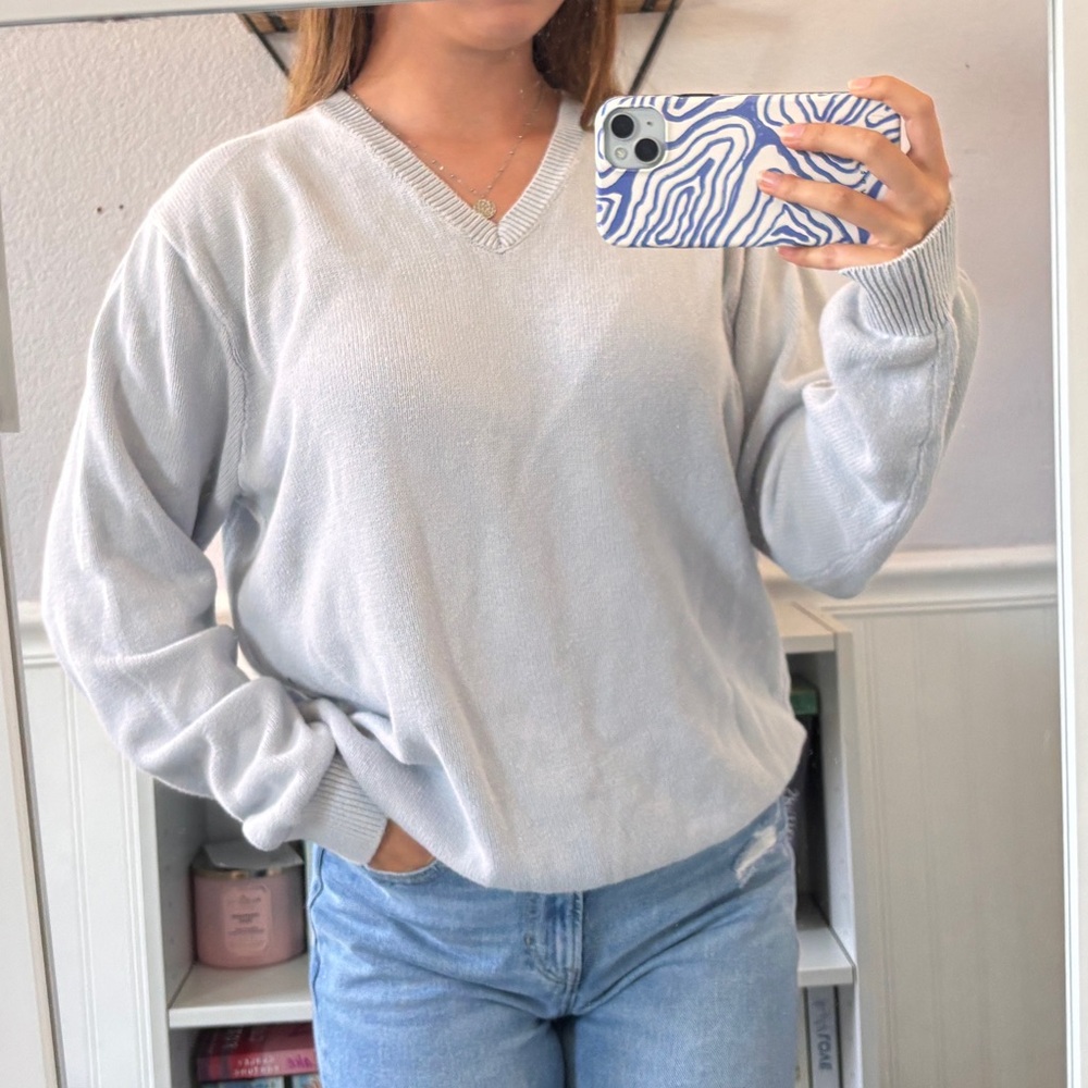 V-Neck Light Blue Brandy Melville Sweater
